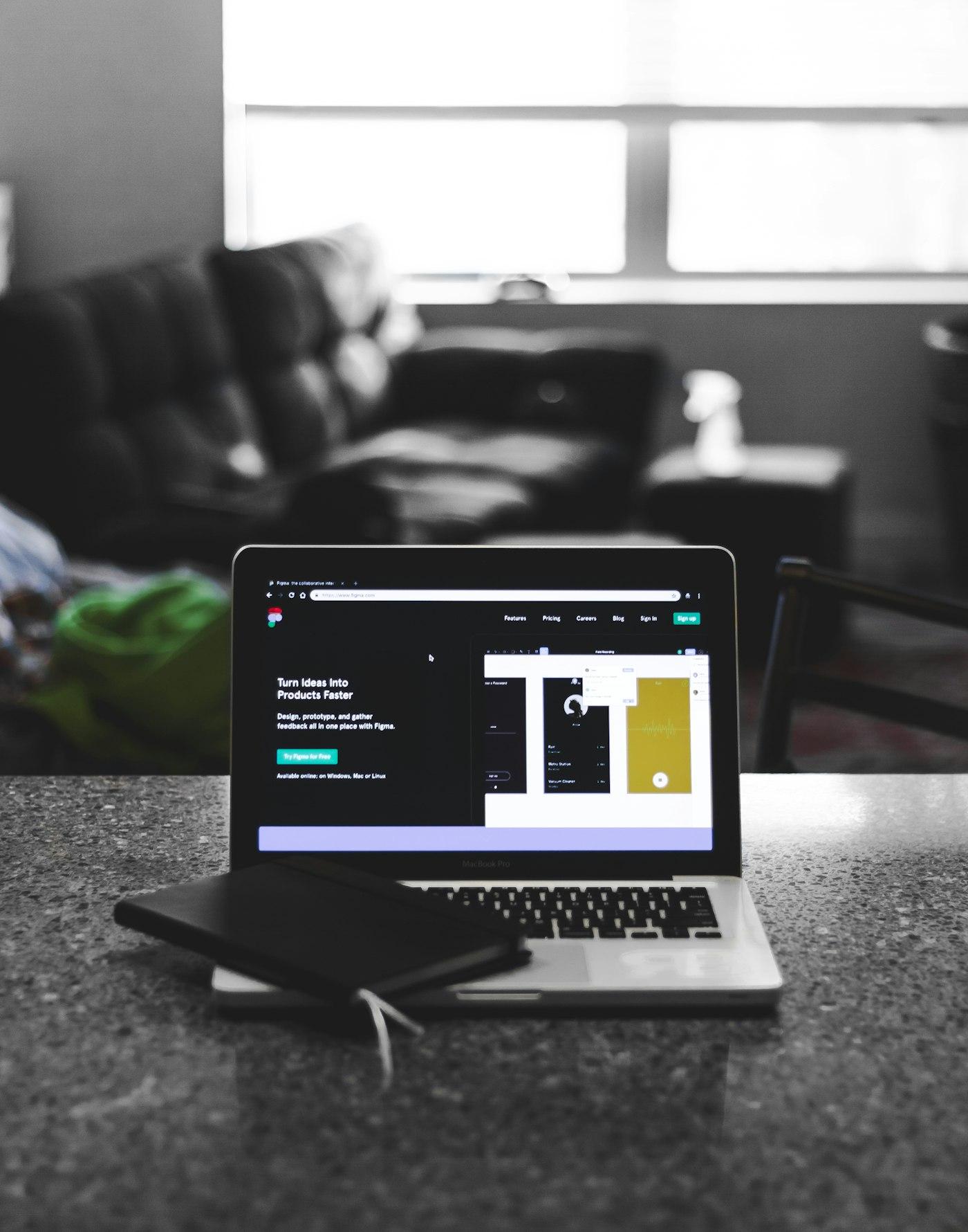 Laptop showing a fast-loading website interface